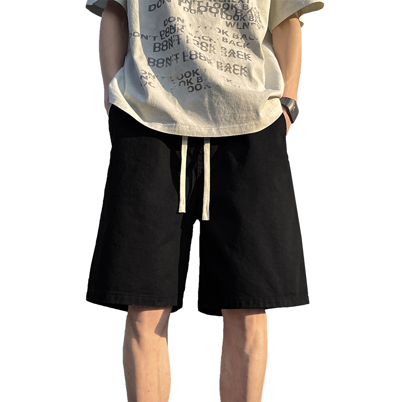 夏季新款薄款純棉五分褲男寬松休閑松緊腰港風短褲