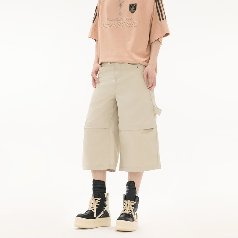2025夏季新款美式工裝七分褲男女同款潮牌中性風寬松百搭休閑短褲