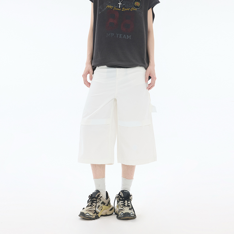 2025夏季新款美式工裝七分褲男女同款潮牌中性風寬松百搭休閑短褲