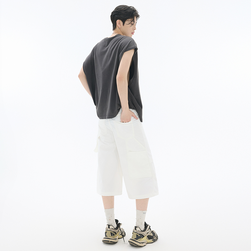 2025夏季新款美式工裝七分褲男女同款潮牌中性風寬松百搭休閑短褲