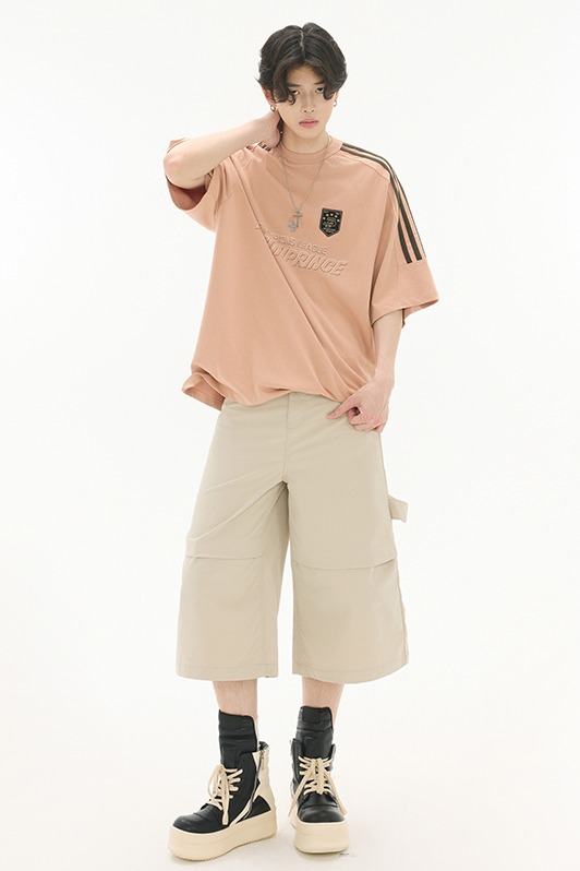 2025夏季新款美式工裝七分褲男女同款潮牌中性風寬松百搭休閑短褲