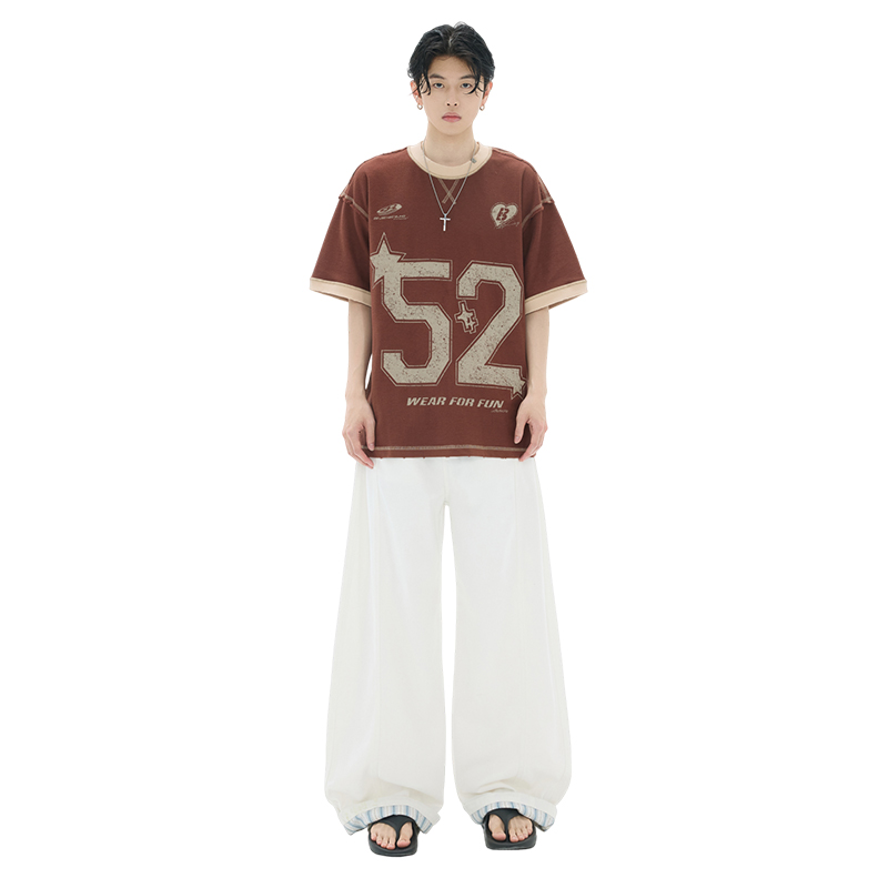 2025夏季新款潮牌中性休閑褲男女同款潮流寬松闊腿百搭牛仔褲子