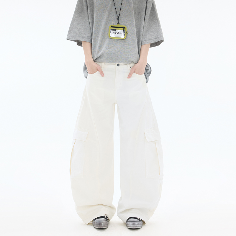 2025夏季新款潮牌中性工裝彎刀褲男女同款潮流寬松闊腿百搭休閑褲