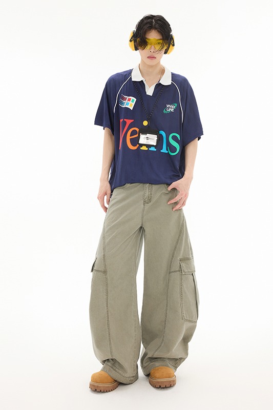 2025夏季新款潮牌中性工裝彎刀褲男女同款潮流寬松闊腿百搭休閑褲