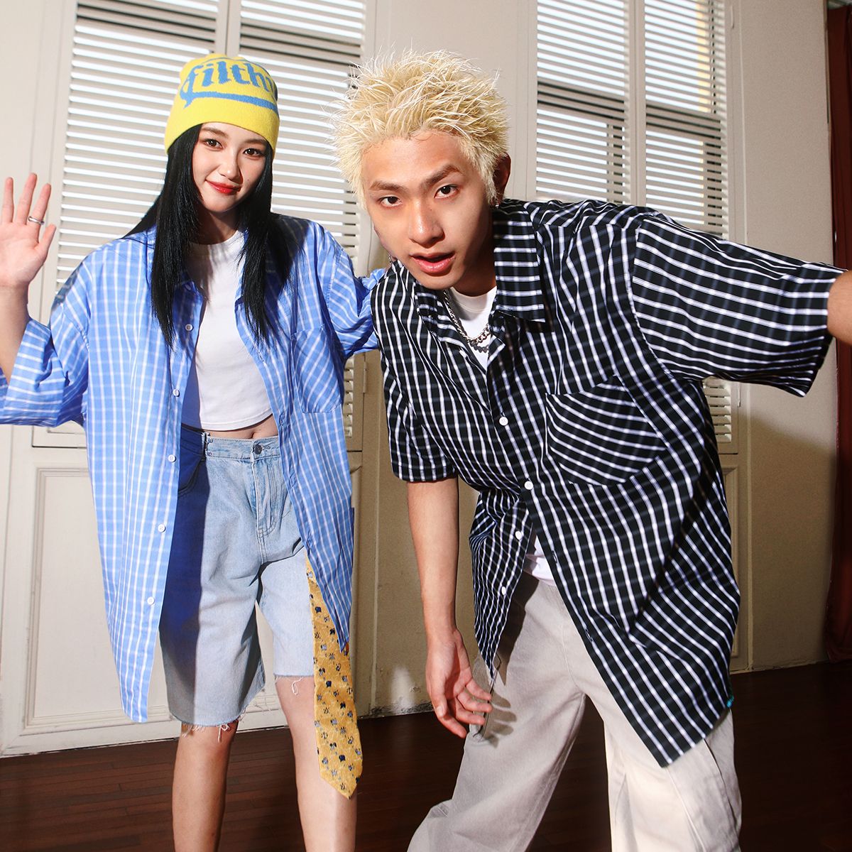 實拍2025夏季潮牌格子短袖襯衫男寬松舒純棉適透氣襯衣外套