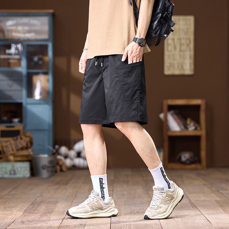 實拍2025夏冰絲短褲超薄休閑短褲男百搭寬松韓版潮流彈力五分褲
