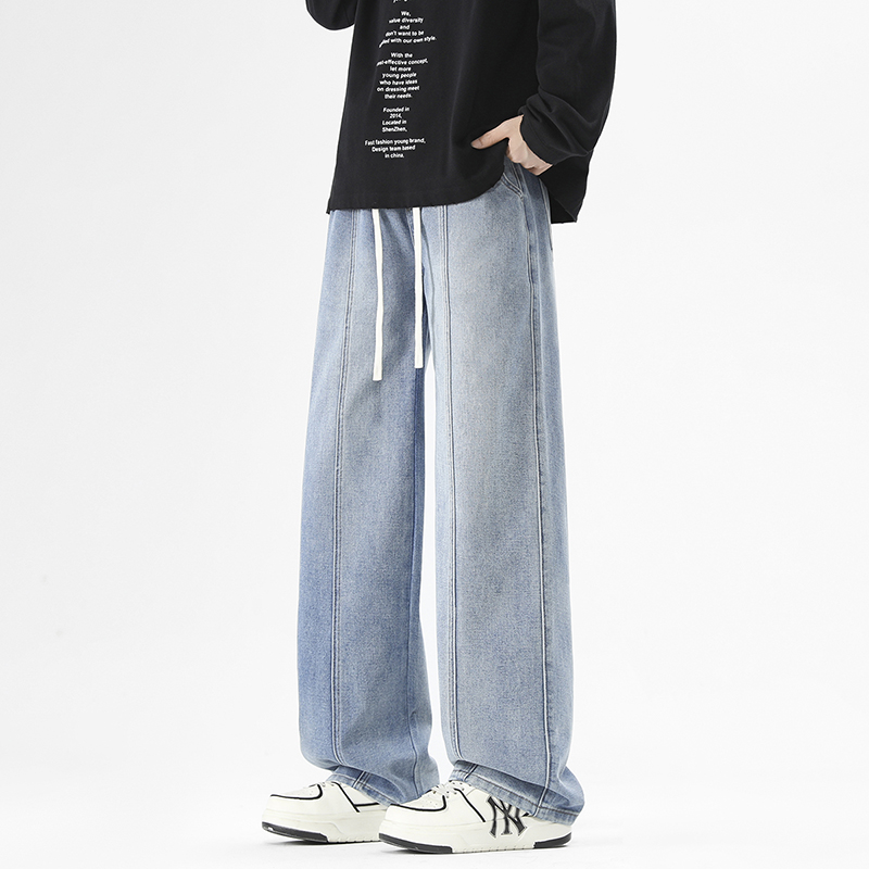 實拍2025秋季新款牛仔褲男美式直筒長褲寬松休閑潮牌高街褲子