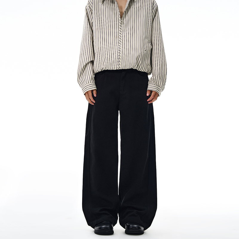 實拍2025秋冬美式純棉直筒寬松弧形男女中性款cleanfit休閑褲子潮