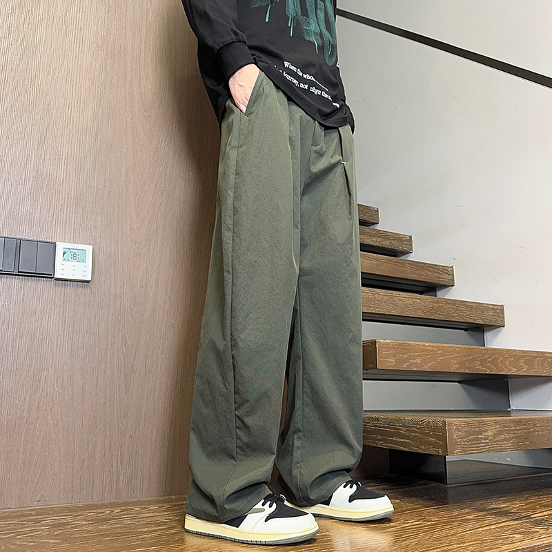 實拍2025秋季新款美式重磅彎刀休閑褲男女同款寬松闊腿褲垂感長褲