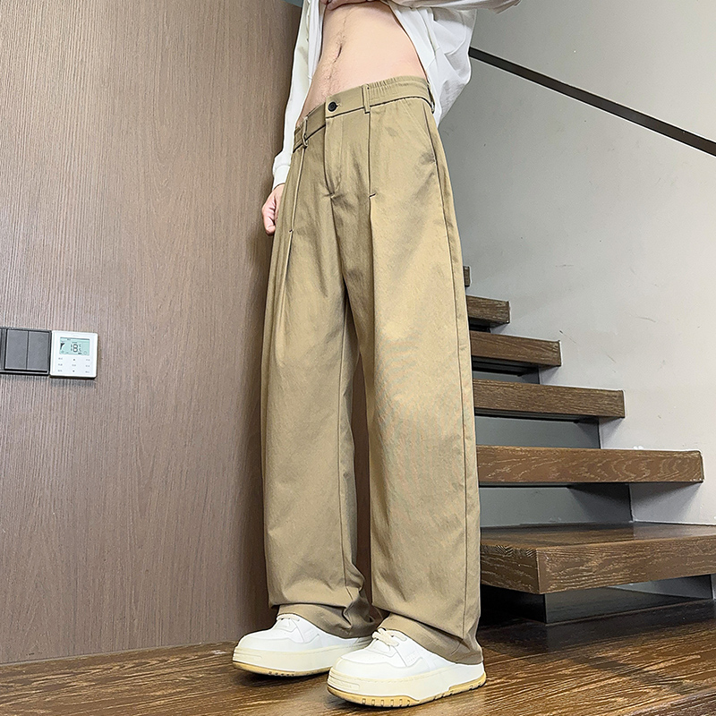 實拍2025秋季新款美式重磅彎刀休閑褲男女同款寬松闊腿褲垂感長褲