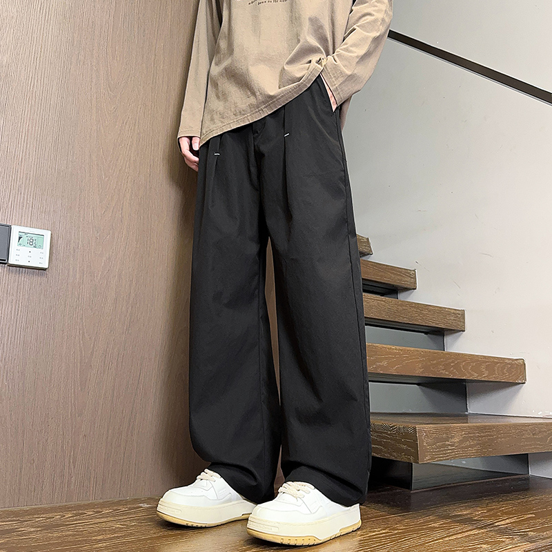 實拍2025秋季新款美式重磅彎刀休閑褲男女同款寬松闊腿褲垂感長褲