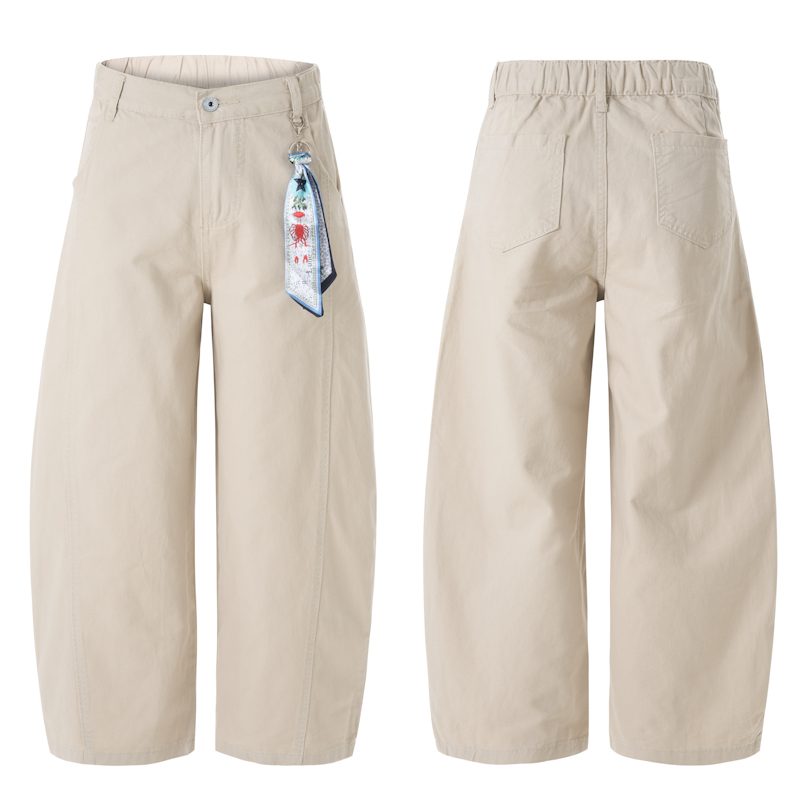 含掛件美式潮牌彎刀全棉休閑褲男女直筒寬松工裝闊腿拖地褲子