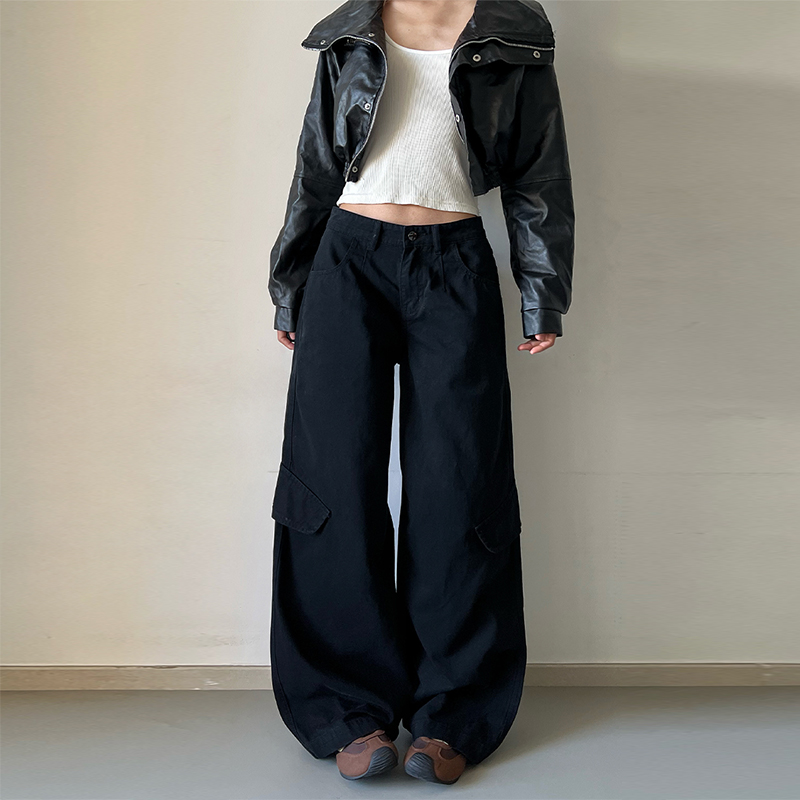 2026春款美式棕色石磨vintage復古休閑褲工裝褲男女情侶長褲子潮
