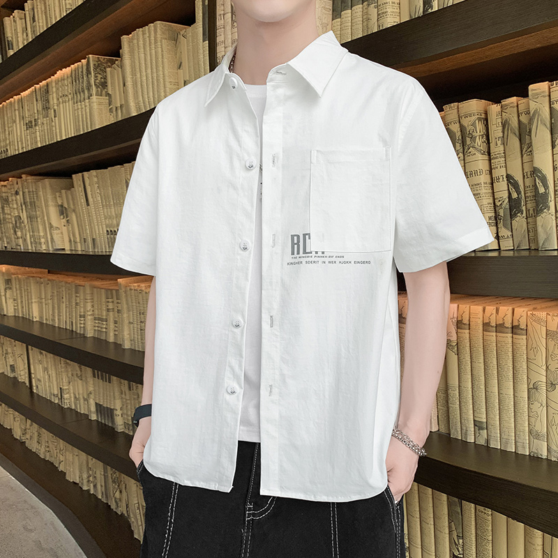 實拍短袖襯衫男2026夏季潮流寬松襯衣港風日系襯衣男
