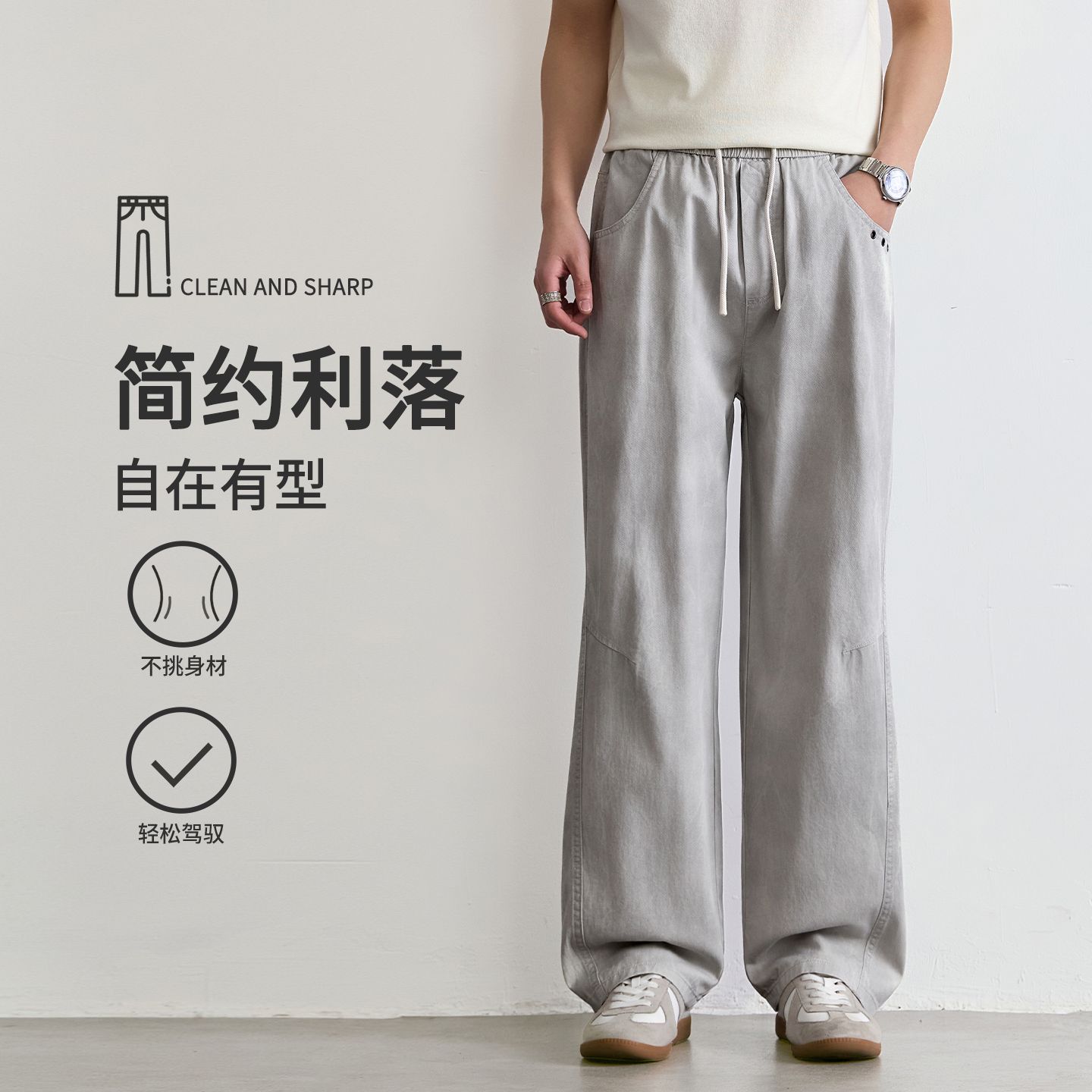實拍2026夏季新款純棉工裝彎刀褲男寬松百搭潮流迷彩休閑褲男