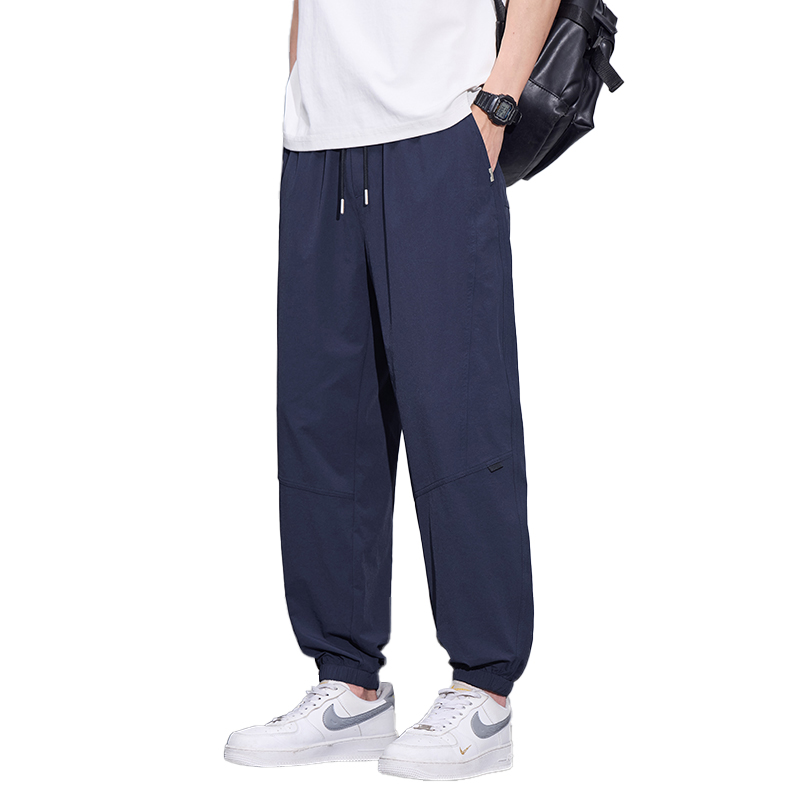 實拍2026夏季新款錦綸格子涼感透氣美式工裝休閑束腳褲