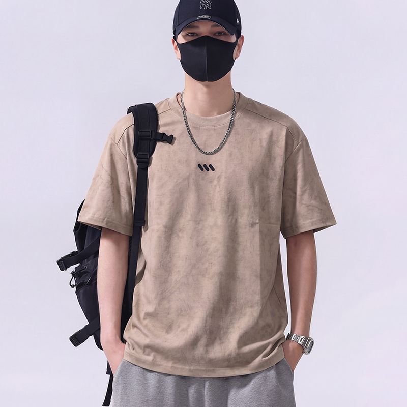 實拍2026夏季新款潮流短袖t恤男寬松百搭純棉彈力圓領體恤
