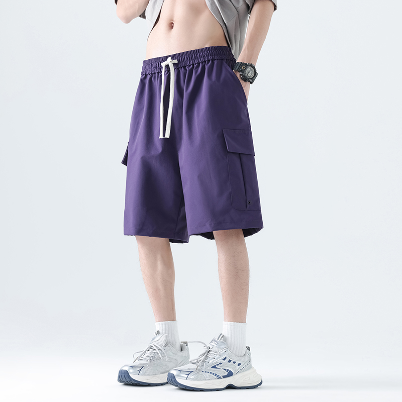 實拍工裝短褲男女夏季薄款冰絲涼感寬松情侶沙灘五分褲子
