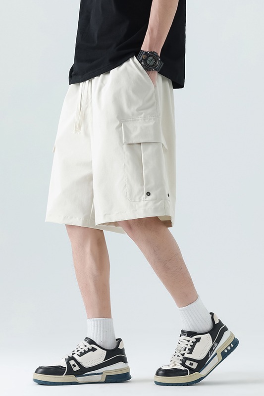 實拍工裝短褲男女夏季薄款冰絲涼感寬松情侶沙灘五分褲子