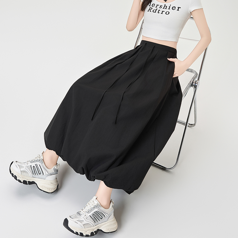 實拍花苞半身裙女2026夏新款梨型身材a字顯瘦長裙燈籠裙蓬蓬裙