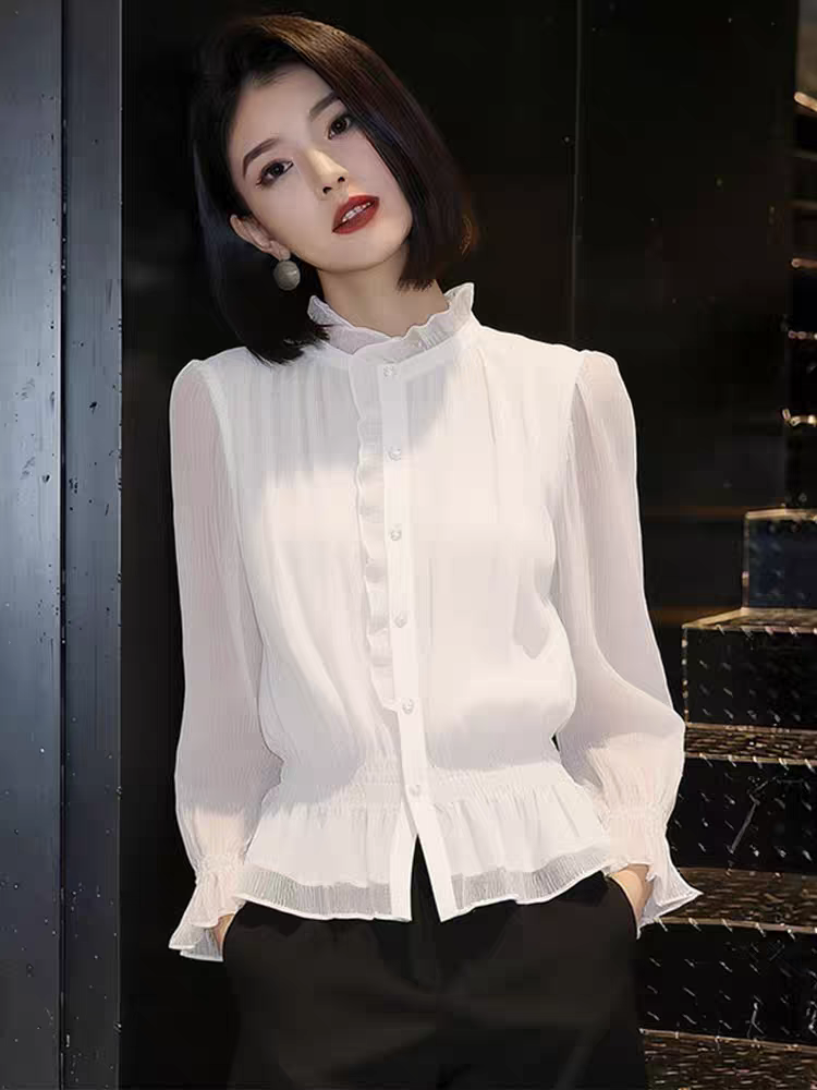 氣質百搭白色輕薄襯衫女春季2026年新款洋氣減齡小衫高端精致襯衣