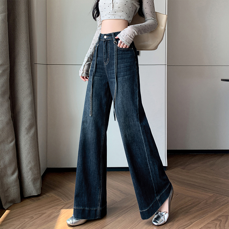 實拍彈力筒喇叭褲女2025秋冬甜酷辣風遮肉顯高顯瘦寬松闊腿褲