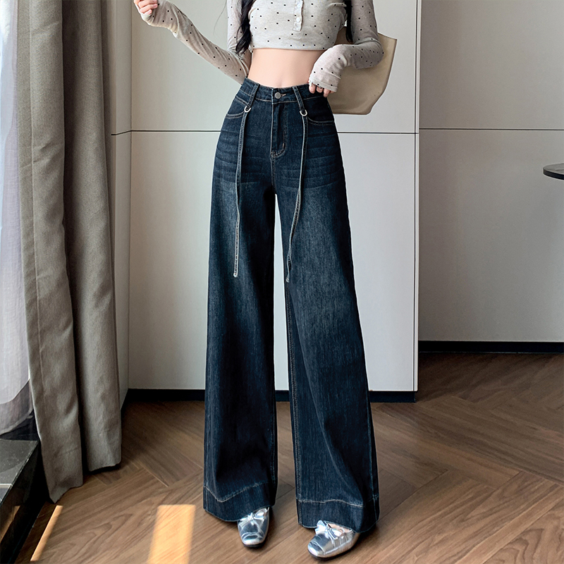 實拍彈力筒喇叭褲女2025秋冬甜酷辣風遮肉顯高顯瘦寬松闊腿褲