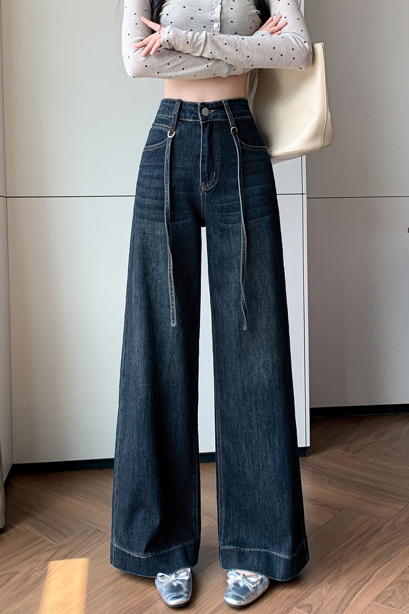 實拍彈力筒喇叭褲女2025秋冬甜酷辣風遮肉顯高顯瘦寬松闊腿褲
