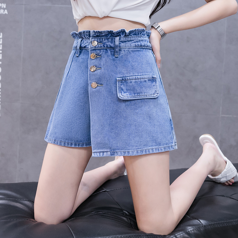 實拍寬松腰牛仔短褲女2026夏韓版減齡小個子顯瘦a字闊腿褲裙熱褲