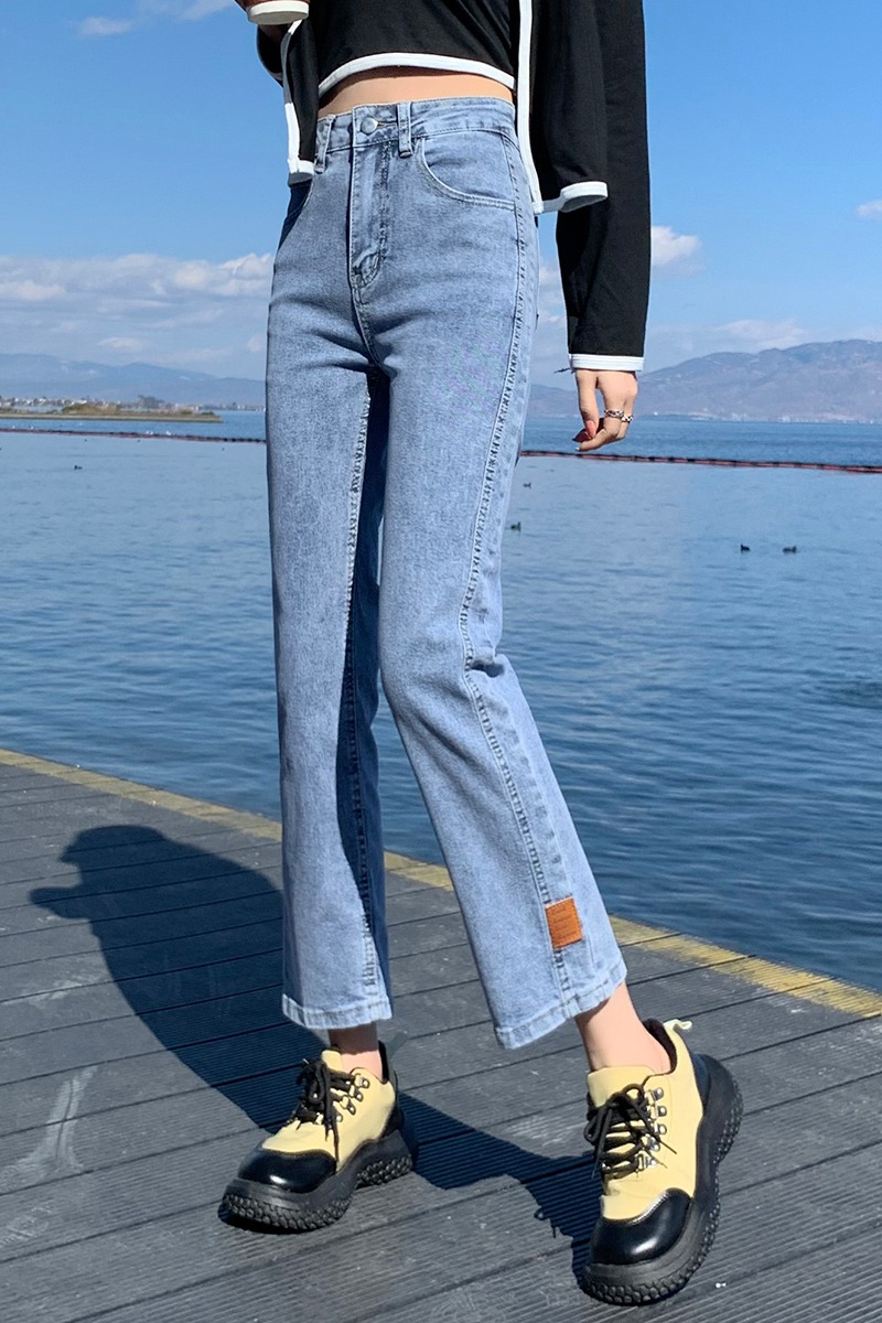 實拍淺色窄款直筒牛仔褲女2026夏季韓版寬松彈力小個子高腰老爹褲