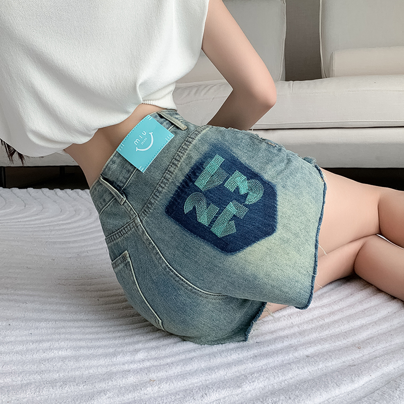 實拍刺繡口袋設計感牛仔短褲女2026夏季流蘇遮肉韓版辣妹闊腿熱褲