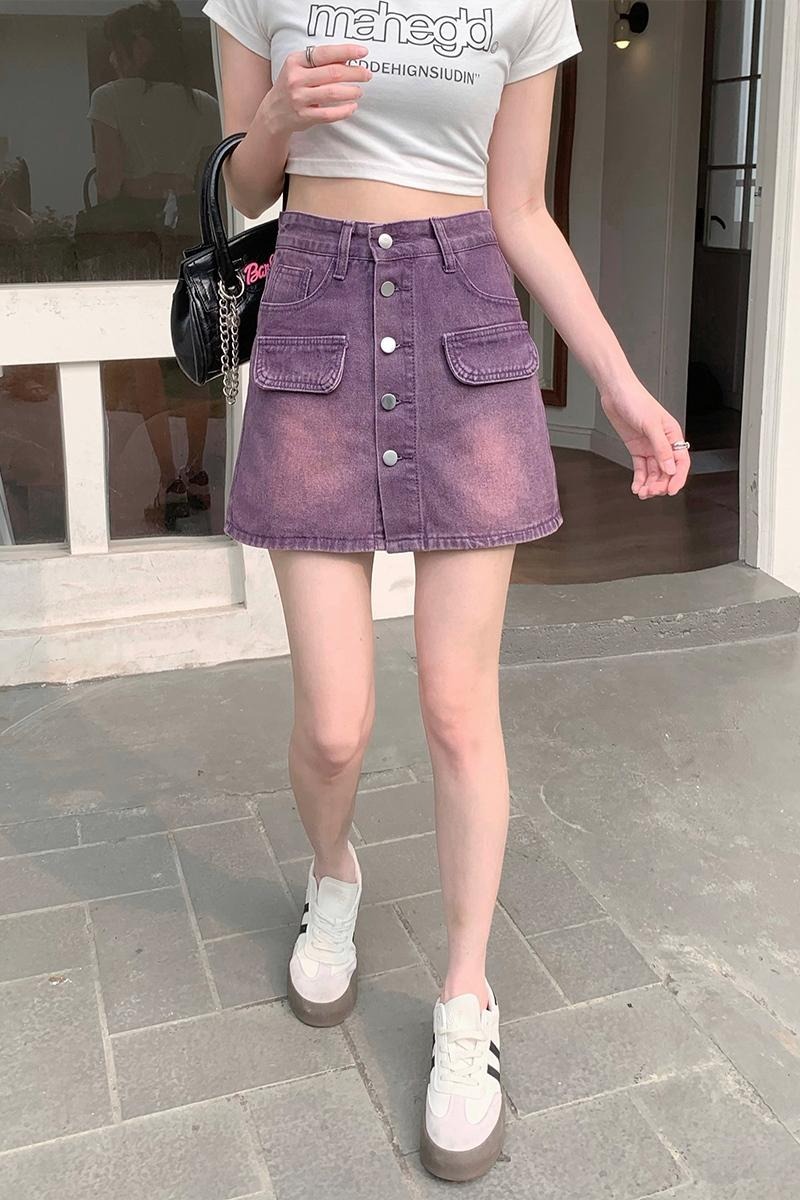 實拍辣妹小心機牛仔短褲裙女2026新款夏季百搭顯瘦撞色漸變闊腿褲