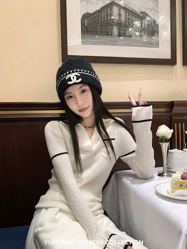 YUYUREAL-少女羅曼史 polo領羊毛衫女春季內搭打底針織小香風毛衣