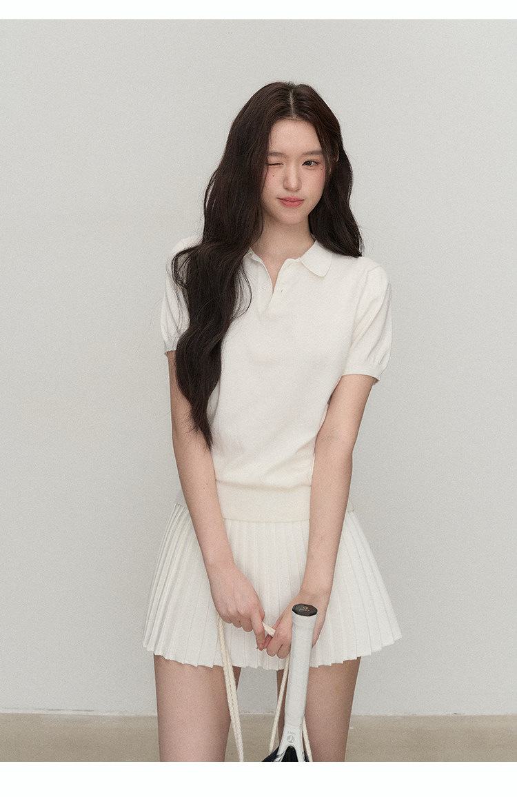 OIOI ESSE/"夏日躍動" 經典polo衫夏季氣質百搭復古針織T恤短袖女