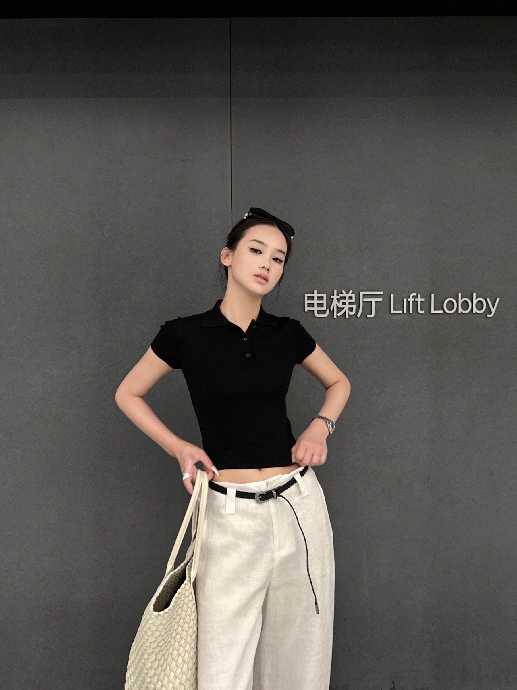 5werkwen 運動老錢 1OO棉紗短袖休閑polo針織上衣夏季新品T恤女