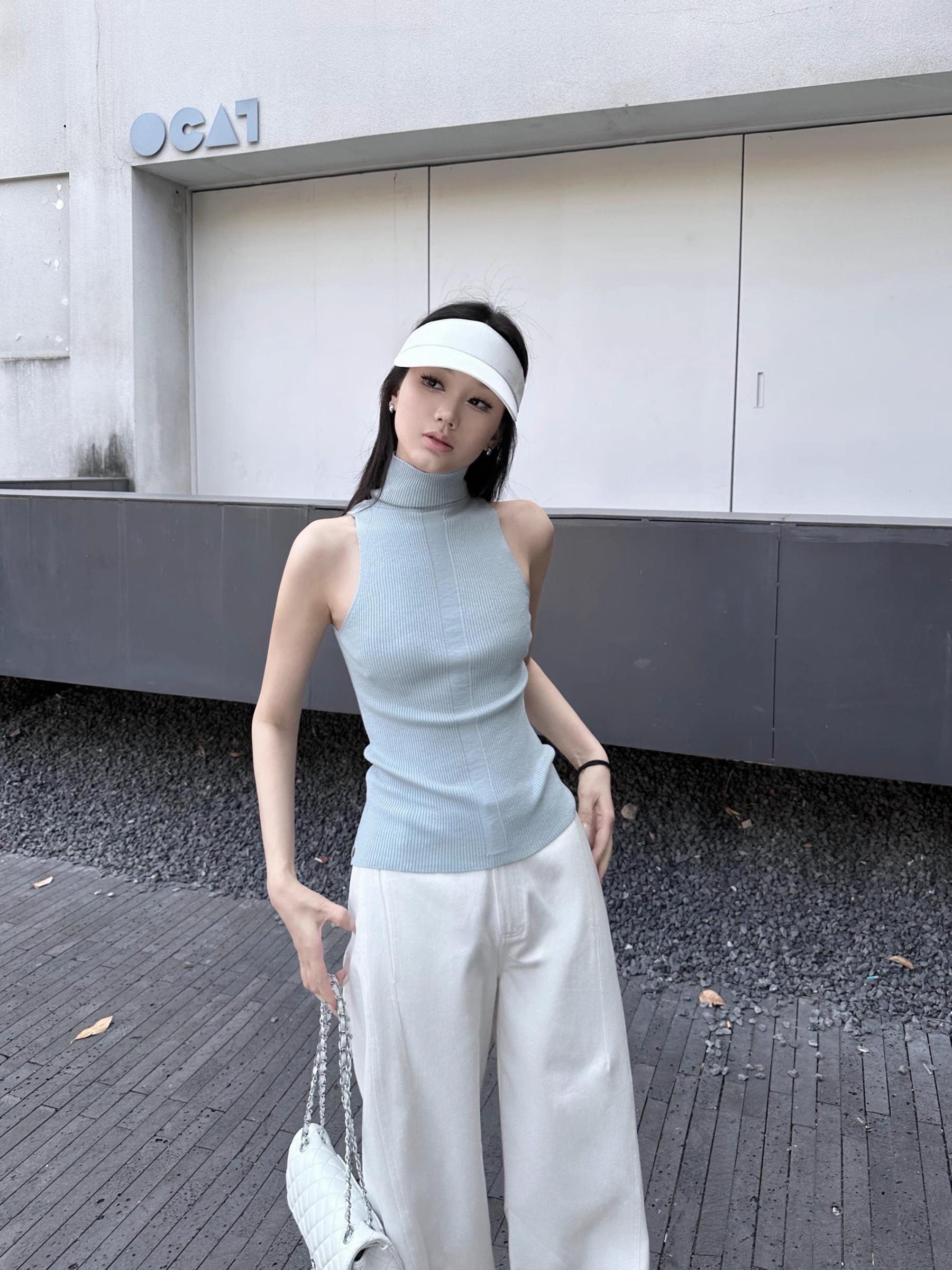 5werkwen 古早美學 五色好穿羊毛混紡針織吊帶背心高領基礎百搭款
