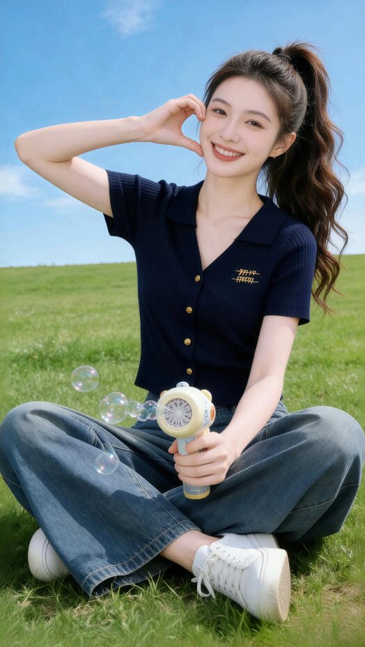 藏青色翻領V領紐扣針織衫短袖T恤女2026新款夏季別致刺繡短款上衣