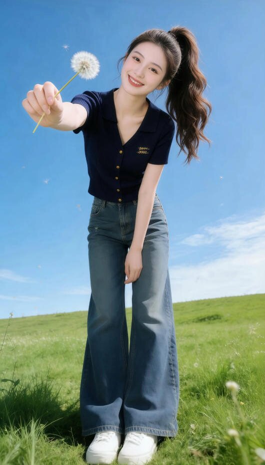藏青色翻領V領紐扣針織衫短袖T恤女2026新款夏季別致刺繡短款上衣