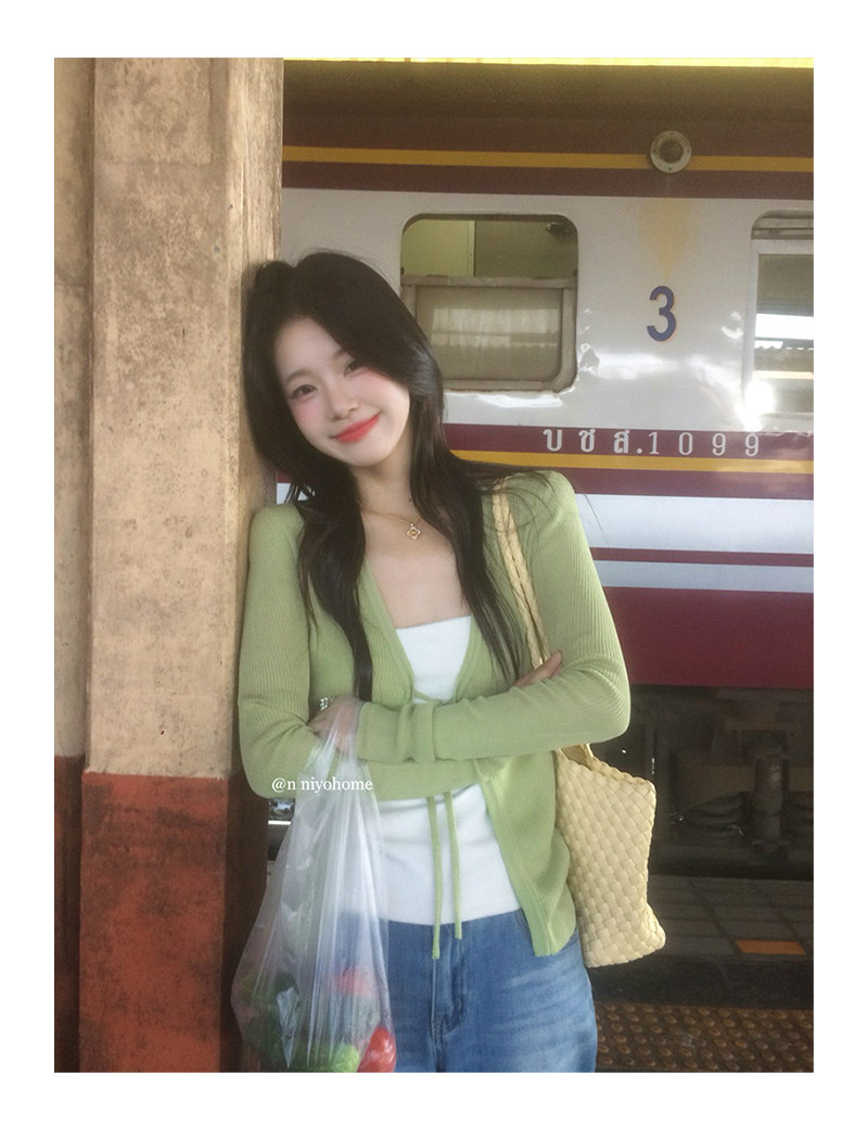 小仙倪子絕美韓女開衫女春夏超好看針織衫薄款披肩系帶外套小上衣