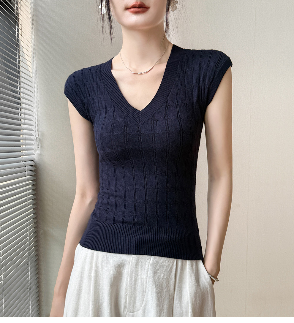 2026新款春季修身打底衫無袖v領針織上衣女早春韓系穿搭內搭小衫