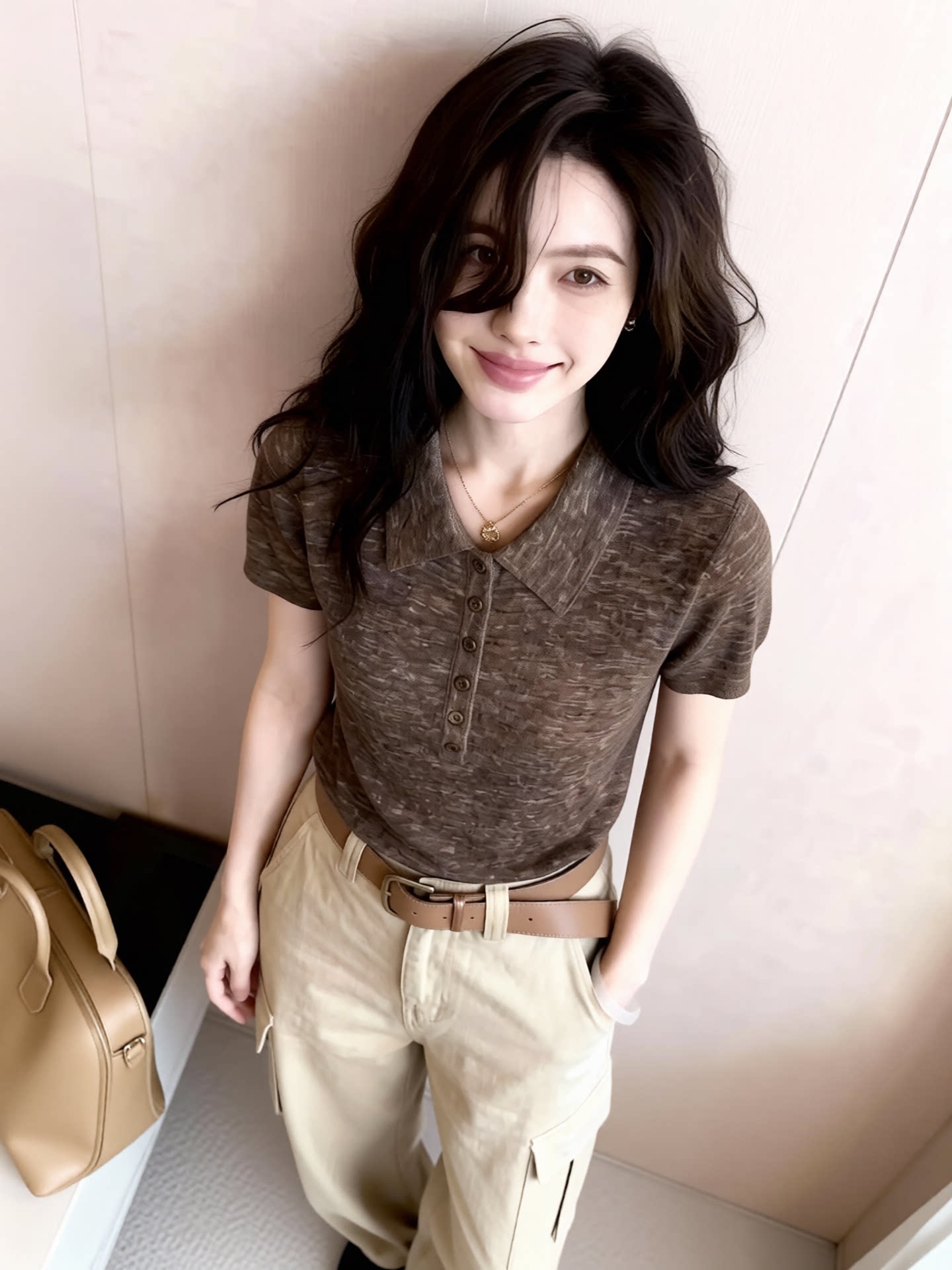 復古老錢風polo領針織短袖t恤女夏季高級感顯瘦別致氣質正肩上衣