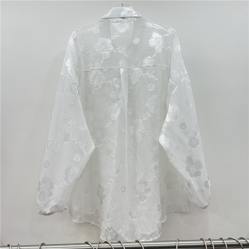 法式新款韓版百搭長袖襯衫女設計感小眾中長款重工亮片鑲鉆上衣