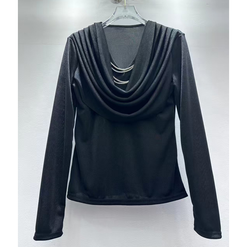 女裝秋冬季新款韓版優雅慵懶質假兩件蕩領設計感百搭氣