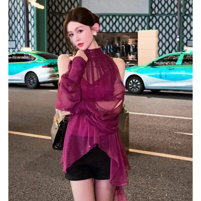 法式2026新款氣質名媛風掛脖飄帶襯衫女新款高級感顯瘦罩衫小上衣