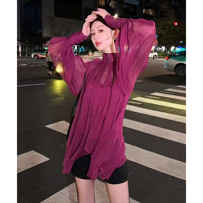 法式2026新款氣質名媛風掛脖飄帶襯衫女新款高級感顯瘦罩衫小上衣