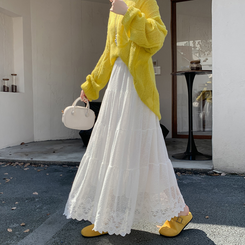 MY17420# 半身裙新款高腰中长款显瘦垂坠感大摆a字蛋糕裙子女裝貨源服...