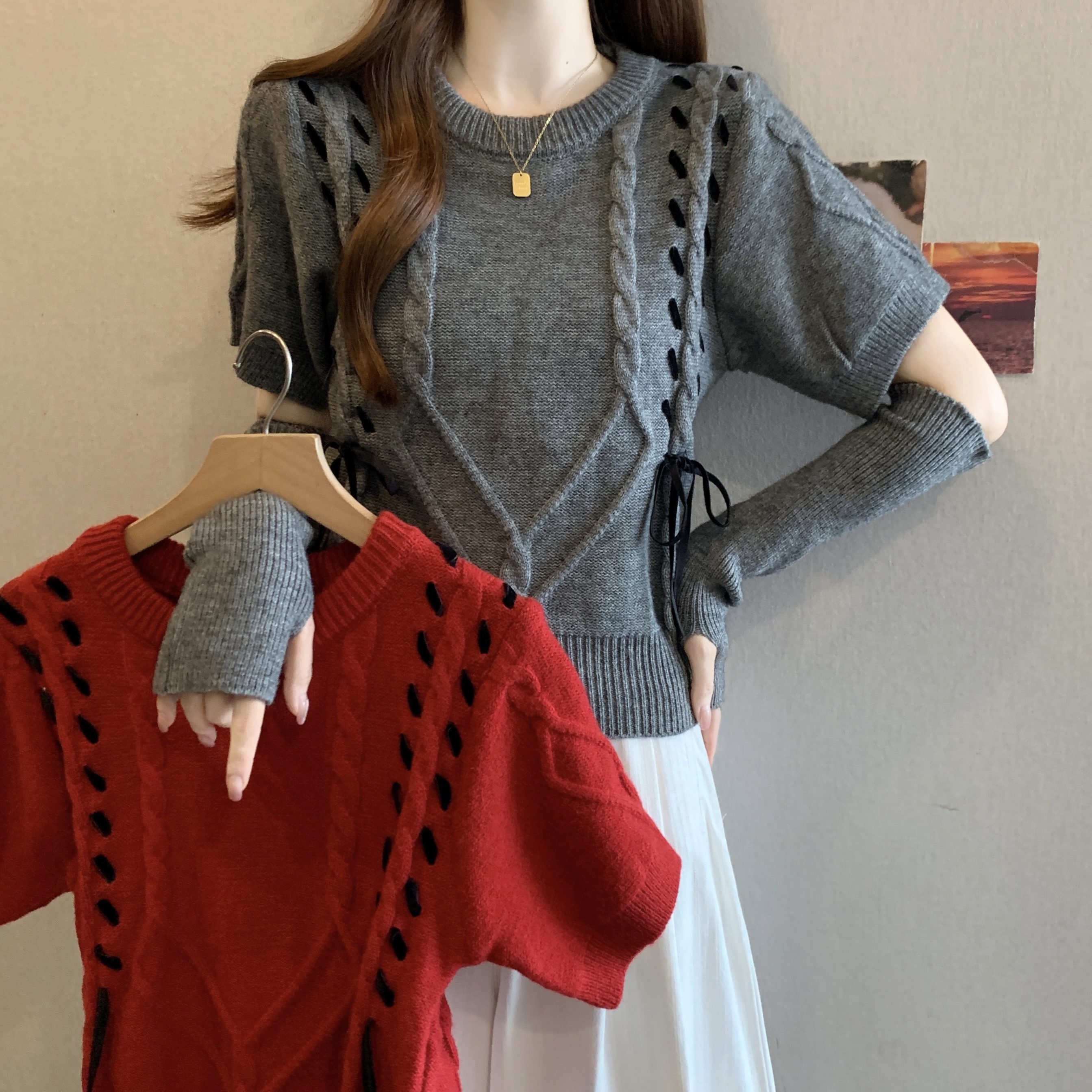 MY15982# 毛衣显瘦松弛感宽松针织衫背心女裝貨源服裝批發