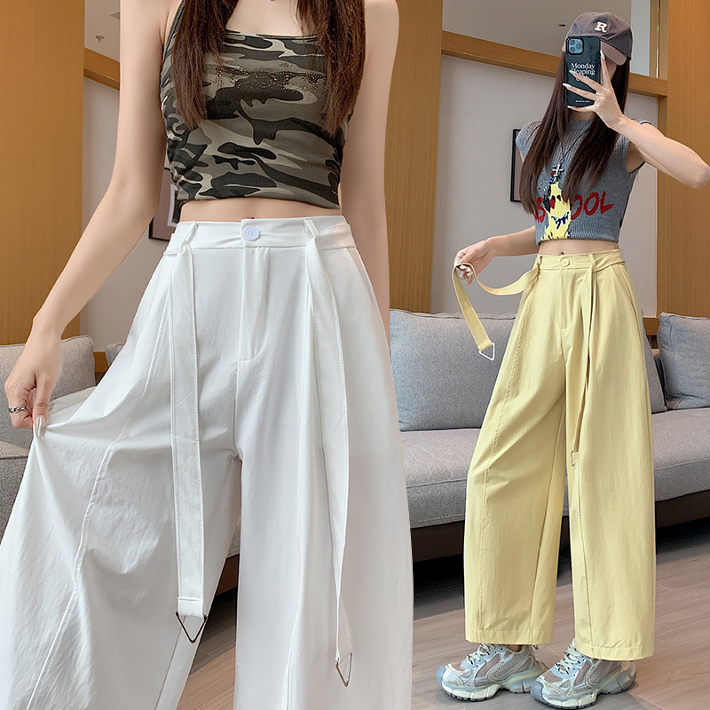 實拍2026夏季新款天絲亞麻彎刀褲冰絲高腰防曬小個子九分休閑褲女