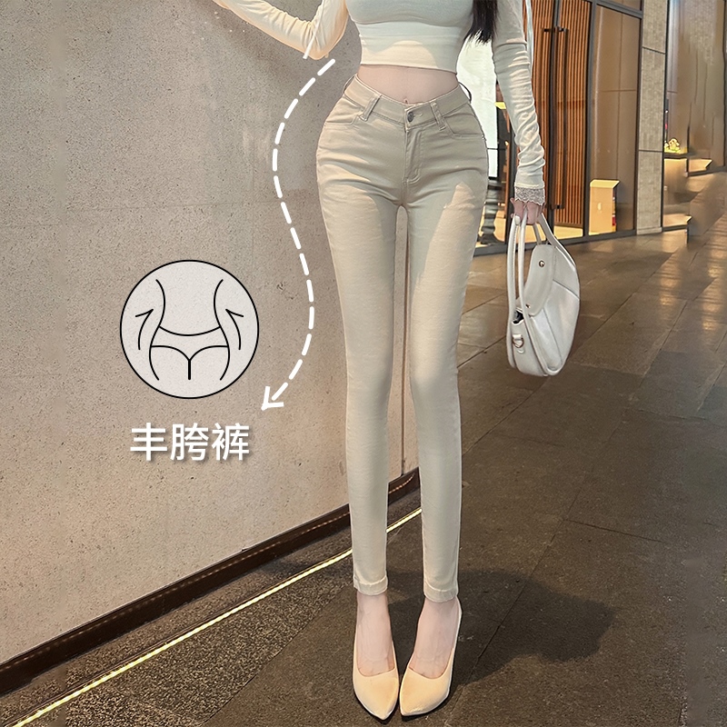 實拍V腰豐胯小腳牛仔褲女2025秋新款細腰瘦腿顯瘦V腰緊身鉛筆褲