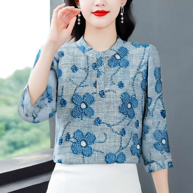 2026夏季新款氣質優雅時尚減齡寬松顯瘦輕薄透氣中袖女裝上衣